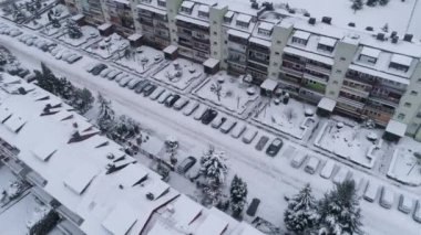 Kar Arabaları Binkow Belchatow Hava Manzaralı Polonya. Yüksek kalite 4k görüntü