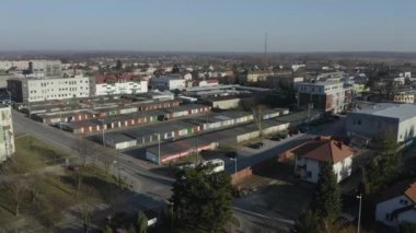 Panorama Garajları Opoczno Havacılık Görünümü Polonya. Yüksek kalite 4k görüntü