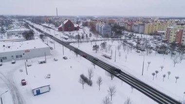 Panorama Kilisesi Kar Przytorze Belchatow Hava Görüntüsü Polonya. Yüksek kalite 4k görüntü