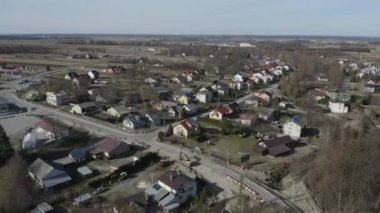 Güzel Panorama Konutları Tarnogrod Havacılık Manzarası Polonya. Yüksek kalite 4k görüntü