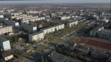 Güzel Panorama Konutları Opoczno Hava Manzaralı Polonya. Yüksek kalite 4k görüntü
