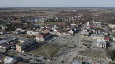 Güzel Panorama Pazarı Meydanı Tarnogrod Havacılık Manzarası Polonya. Yüksek kalite 4k görüntü