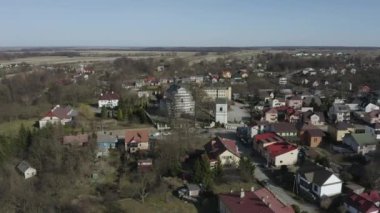 Güzel Panorama Kilisesi Tarnogrod Hava Manzarası Polonya. Yüksek kalite 4k görüntü