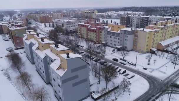 Housing Estate Snow Przytorze Belchatow Vista Aérea Polonia Imágenes Alta — Vídeo de stock