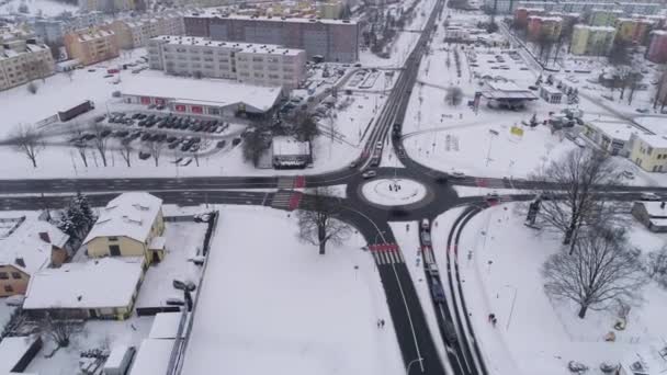 Rondo Snow Belchatow Widok Lotu Ptaka Polska Wysokiej Jakości Materiał — Wideo stockowe