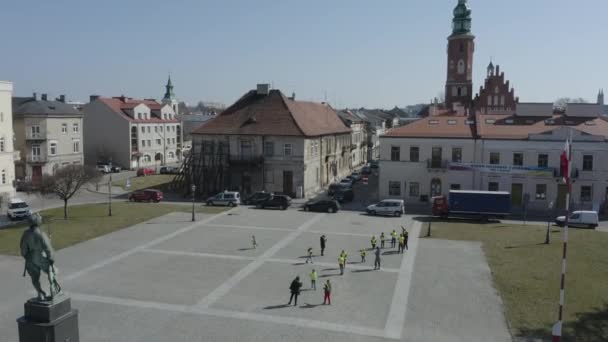 Beautiful Market Square Radom Aerial View Poland Vysoce Kvalitní Záběry — Stock video