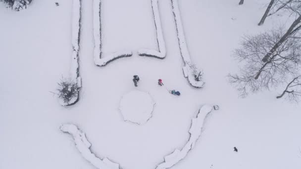 Snow People Palace Park Belchatow Aerial View Polsko Vysoce Kvalitní — Stock video
