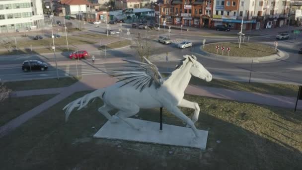 Vackra Pegasus Pegaz Opoczno Flygfoto Polen Högkvalitativ Film — Stockvideo