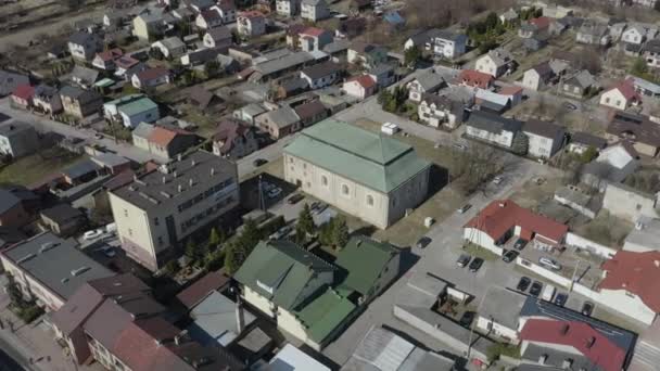 Schöne Synagoge Przysucha Luftaufnahme Polen Hochwertiges Filmmaterial — Stockvideo