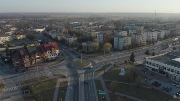 Vacker Roundabout Opoczno Antenn View Poland Högkvalitativ Film — Stockvideo