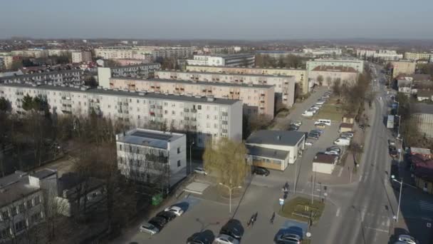 Vackra Bostäder Estate Opoczno Antenn View Poland Högkvalitativ Film — Stockvideo