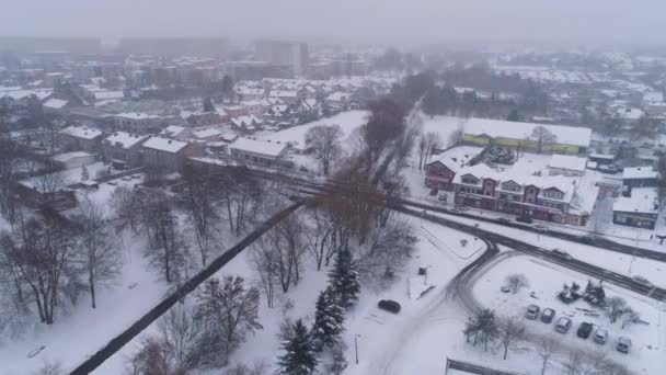 Centrum Winter Belchatow Aerial View Polen Høj Kvalitet Optagelser – Stock-video