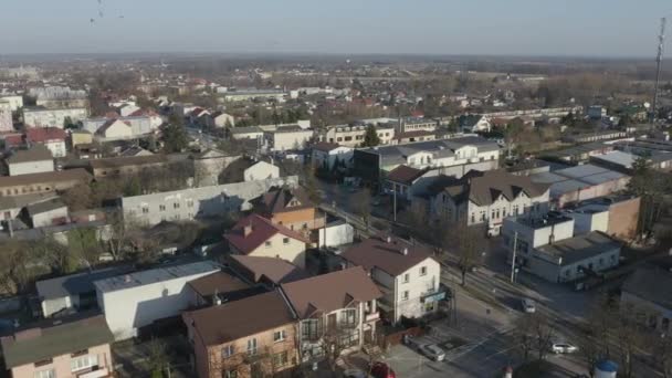Gyönyörű Panoráma Lakótelep Opoczno Aerial View Lengyelország Kiváló Minőségű Felvételek — Stock videók
