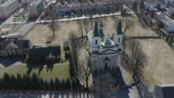 Belle Place Église Przysucha Vue Aérienne Pologne Images Haute Qualité — Video