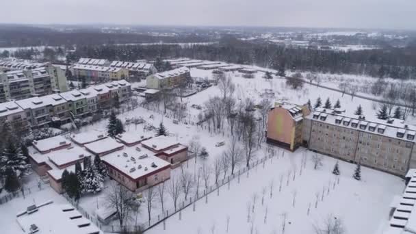 Panorama Habitação Estate Snow Binkow Belchatow Vista Aérea Polónia Imagens — Vídeo de Stock