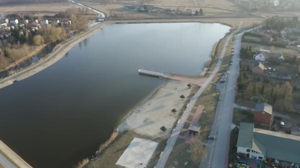 Krásný Rybník Opoczno Aerial View Polsko Vysoce Kvalitní Záběry — Stock video