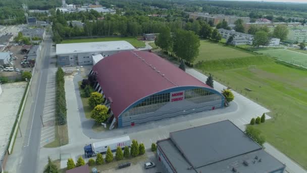 Piękna Hala Sportowa Zgierz Aerial View Poland Wysokiej Jakości Materiał — Wideo stockowe