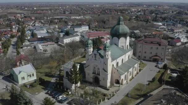 Vacker Kyrka Jaroslaw Flygfoto Polen Högkvalitativ Film — Stockvideo