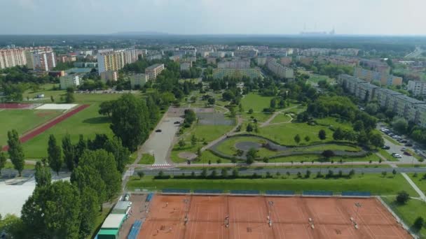 Krásný Tenisový Kurt Dolnoslaskie Belchatow Aerial View Polsko Vysoce Kvalitní — Stock video