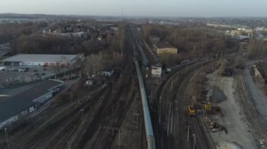 Güzel Panorama Treni Bielsko Biala Hava Manzaralı Polonya. Yüksek kalite 4k görüntü