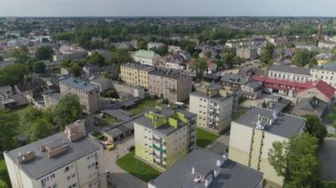 Güzel Panorama Konutları Zgierz Havacılık Manzarası Polonya. Yüksek kalite 4k görüntü