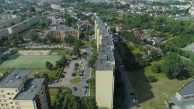 Güzel Panorama Gökdelenleri Dolnoslaskie Belchatow Hava Görüntülü Polonya. Yüksek kalite 4k görüntü