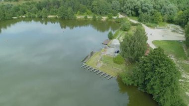 Güzel Malinka Gölü Zgierz Hava Manzarası Polonya. Yüksek kalite 4k görüntü