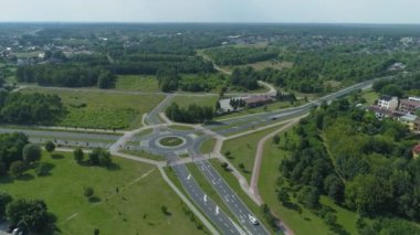 Güzel Roundabout Przytorze Belchatow Hava Manzaralı Polonya. Yüksek kalite 4k görüntü