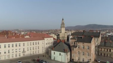 Güzel Katedral Bielsko Biala Hava Manzarası Polonya. Yüksek kalite 4k görüntü