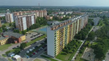 Güzel gökdelenler Dolnoslaskie Belchatow Hava Manzaralı Polonya. Yüksek kalite 4k görüntü