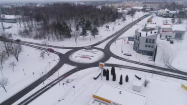 Panorama Kavşağı Belchatow Hava Manzaralı Polonya. Yüksek kalite 4k görüntü