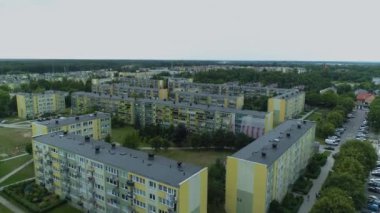 Güzel Panorama Konutları Zgierz Havacılık Manzarası Polonya. Yüksek kalite 4k görüntü