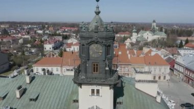 Güzel Eski Şehir Kulesi Jaroslaw Hava Manzarası Polonya. Yüksek kalite 4k görüntü