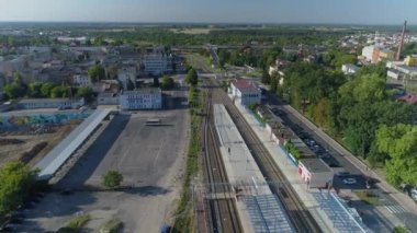 Panorama Tren İstasyonu Leszno Havacılık Görünümü Polonya. Yüksek kalite 4k görüntü