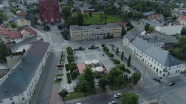 Panorama Meydanı Meclis Üyesi Zgierz Hava Görüntüsü Polonya. Yüksek kalite 4k görüntü