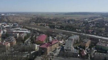 Panorama Taşıyıcı Tren Jaroslaw Havacılık Görünümü Polonya. Yüksek kalite 4k görüntü