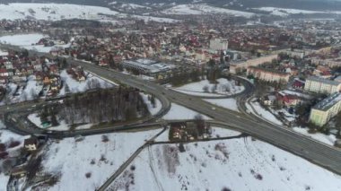 Güzel Panorama Yolu Nowy Targ Hava Manzarası Polonya. Yüksek kalite 4k görüntü