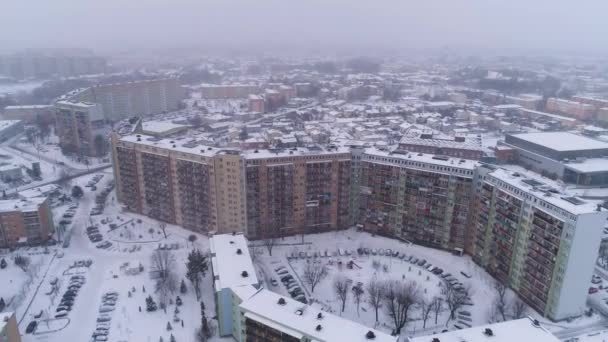 Mooie Wolkenkrabbers Housing Estate Okrzei Belchatow Aerial View Polen Hoge — Stockvideo