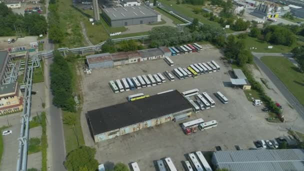 Стоянка Автобусов Belchatow Aerial View Poland Высококачественные Кадры — стоковое видео