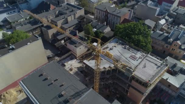 Beautiful Downtown Crane Leszno Aerial View Poland Vysoce Kvalitní Záběry — Stock video