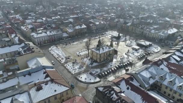 Beautiful Market Square Council Nowy Targ Aerial View Poland High — Stock Video