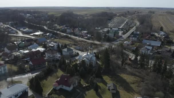 Belle Église Panorama Tarnogrod Vue Aérienne Pologne Images Haute Qualité — Video