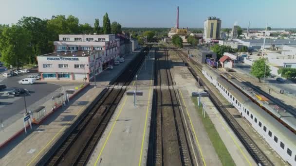 Stazione Treni Leszno Vista Aerea Polonia Filmati Alta Qualità — Video Stock