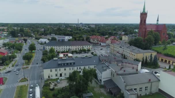 Square Tanács Zgierz Aerial View Lengyelország Kiváló Minőségű Felvételek — Stock videók
