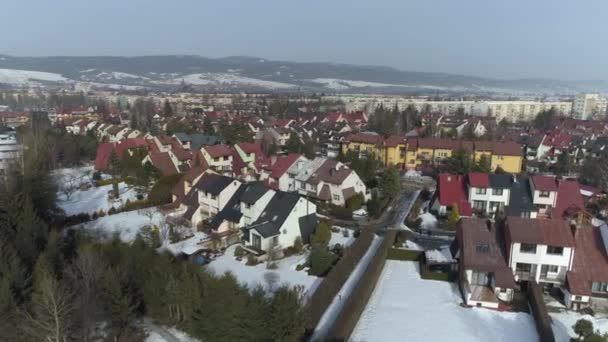 Prachtig Panorama Housing Estate Nowy Targ Aerial View Polen Hoge Rechtenvrije Stockvideo