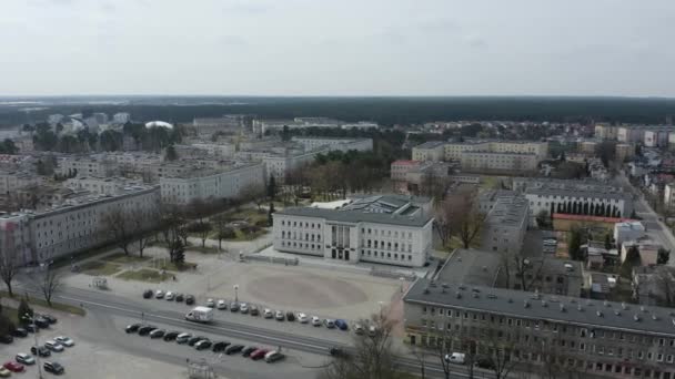 Панорама Будинок Культури Stalowa Vola Air View Poland Високоякісні Кадри — стокове відео