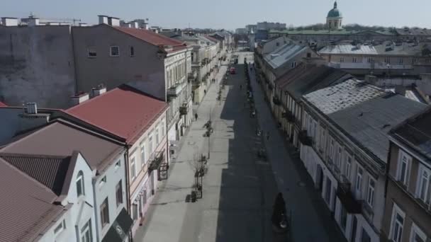 Beautiful Main Street Downtown Radom Vista Aérea Polonia Imágenes Alta — Vídeos de Stock