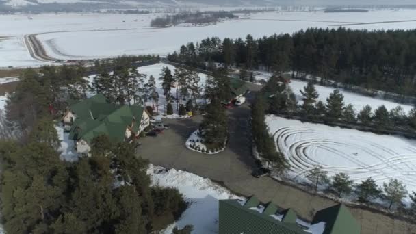 Ranch Reserve Bor Nowy Targ Aerial View Poland Dalam Bahasa — Stok Video