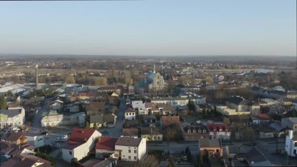 Belle Église Panorama Opoczno Vue Aérienne Pologne Images Haute Qualité — Video