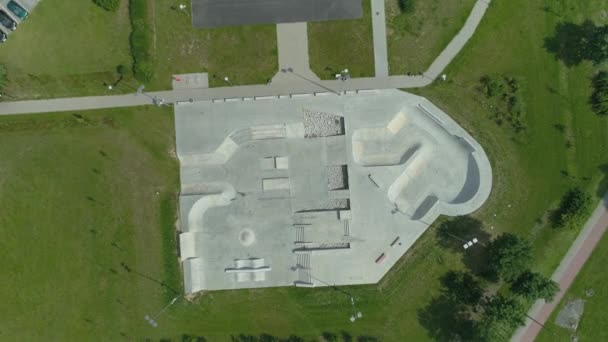 Piękny Skatepark Binkow Belchatow Aerial View Poland Wysokiej Jakości Materiał — Wideo stockowe